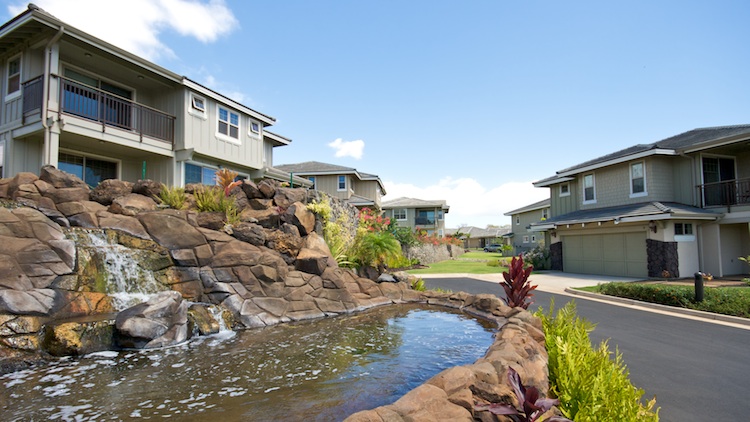 Waterfall features in the Kanani Wailea neighborhood