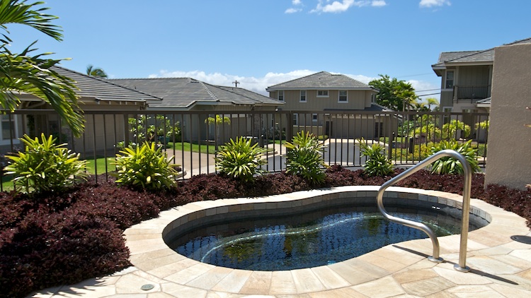 Whirlpool tub conveniently located for residents use