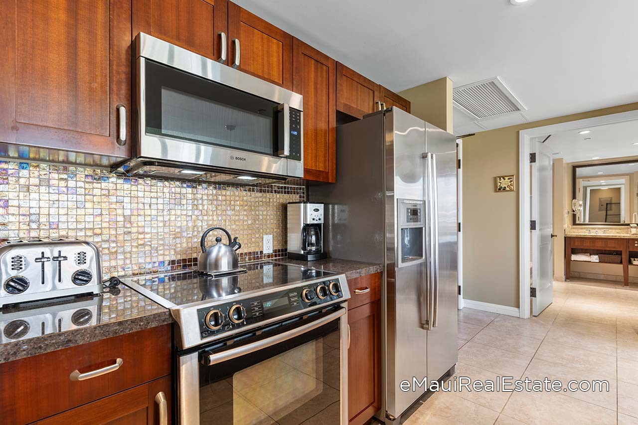 Example of an updated kitchen with stainless steel appliances